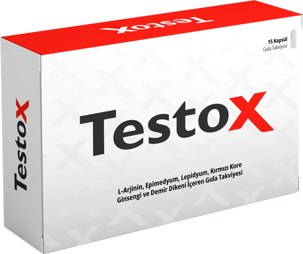 Testox kapsül kutusu — erkek gücü için doğal gıda takviyesi